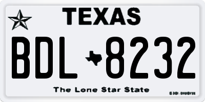 TX license plate BDL8232