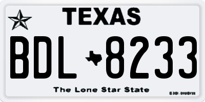 TX license plate BDL8233