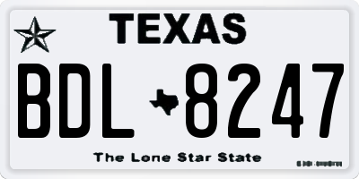 TX license plate BDL8247