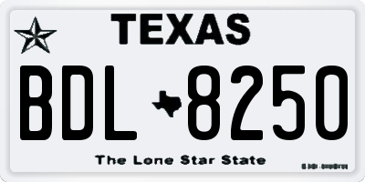 TX license plate BDL8250