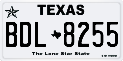 TX license plate BDL8255