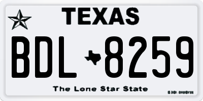 TX license plate BDL8259