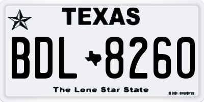 TX license plate BDL8260