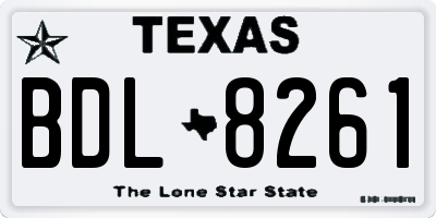 TX license plate BDL8261