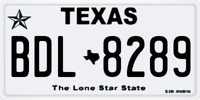 TX license plate BDL8289