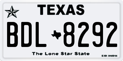 TX license plate BDL8292