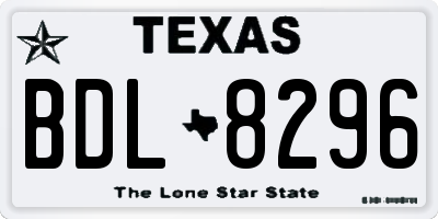 TX license plate BDL8296