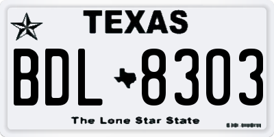 TX license plate BDL8303