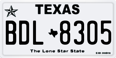 TX license plate BDL8305