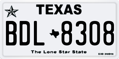 TX license plate BDL8308