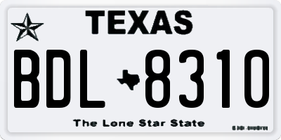 TX license plate BDL8310