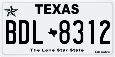 TX license plate BDL8312