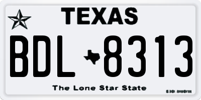 TX license plate BDL8313