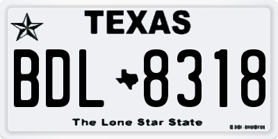TX license plate BDL8318