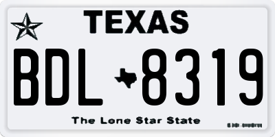 TX license plate BDL8319