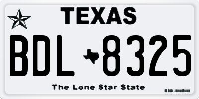 TX license plate BDL8325