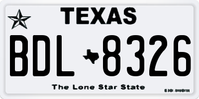 TX license plate BDL8326