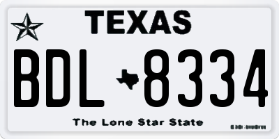 TX license plate BDL8334