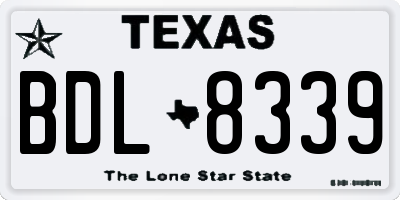 TX license plate BDL8339