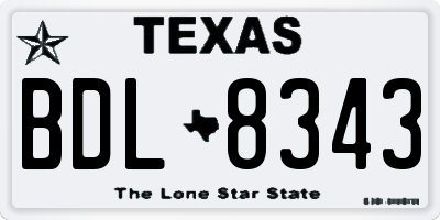 TX license plate BDL8343