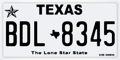 TX license plate BDL8345