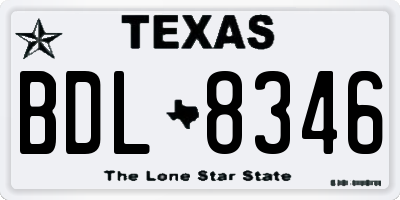 TX license plate BDL8346