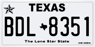TX license plate BDL8351