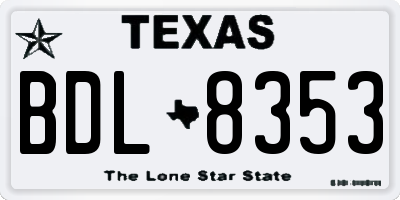 TX license plate BDL8353
