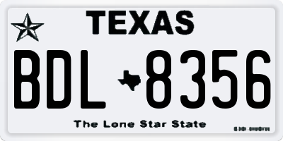 TX license plate BDL8356
