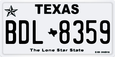 TX license plate BDL8359
