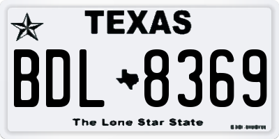 TX license plate BDL8369