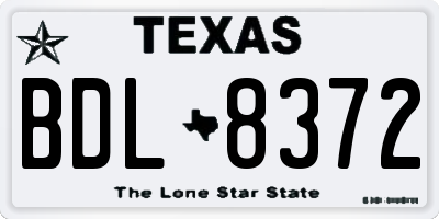 TX license plate BDL8372