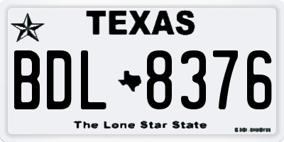 TX license plate BDL8376