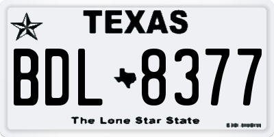 TX license plate BDL8377