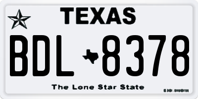 TX license plate BDL8378