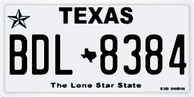 TX license plate BDL8384