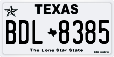 TX license plate BDL8385