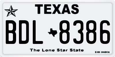TX license plate BDL8386