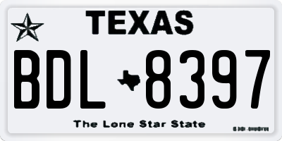 TX license plate BDL8397