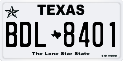 TX license plate BDL8401