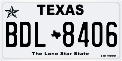 TX license plate BDL8406