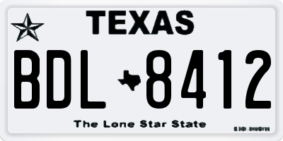 TX license plate BDL8412