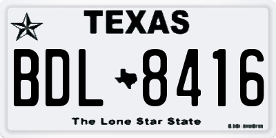 TX license plate BDL8416