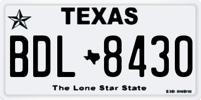 TX license plate BDL8430
