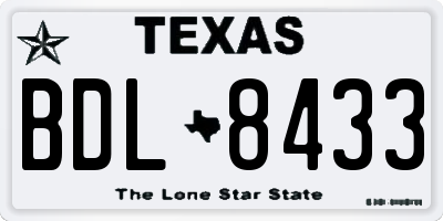 TX license plate BDL8433