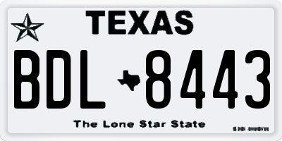 TX license plate BDL8443