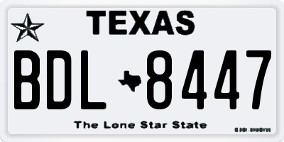 TX license plate BDL8447