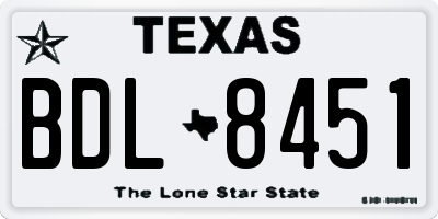 TX license plate BDL8451