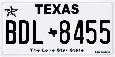 TX license plate BDL8455