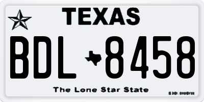 TX license plate BDL8458